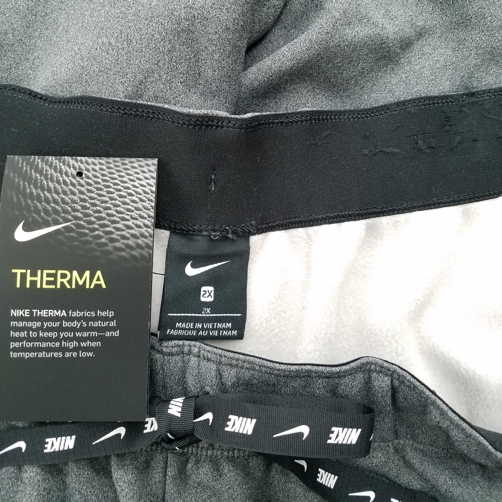 Nike Grey & Black Drawstring Therma Fleece Training Straight Leg Sweat Pants - Picture 5 of 10